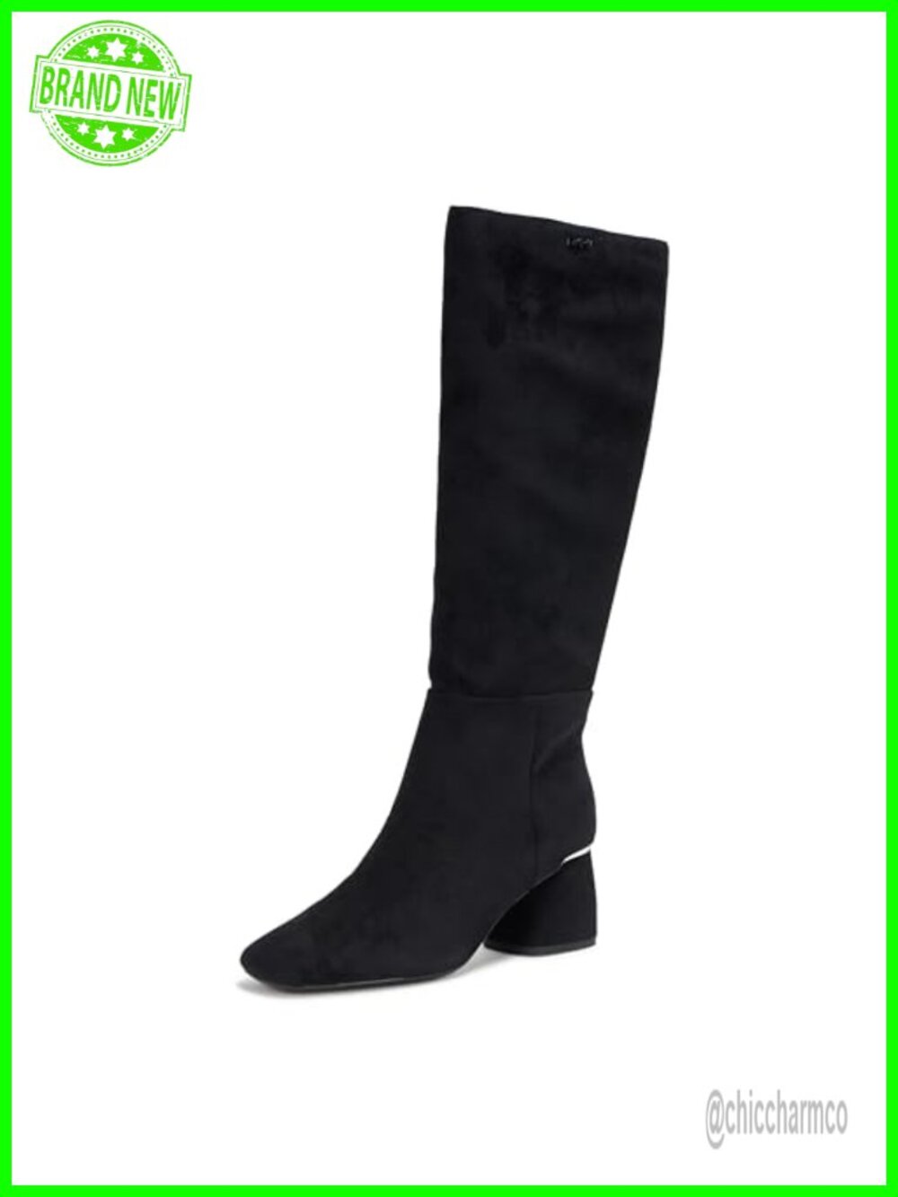 Knee High Leather Riding Boot Round Toe Stacked Heel Equestrian